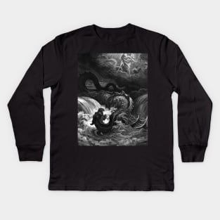 High Resolution Gustave Doré Illustration The Destruction of Leviathan Kids Long Sleeve T-Shirt
